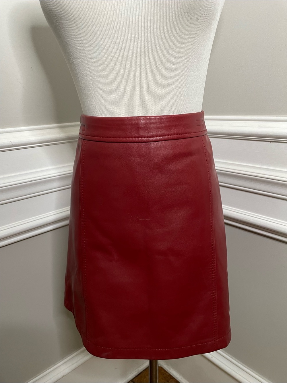 Gianni Bini Red Leather Mini Skirt